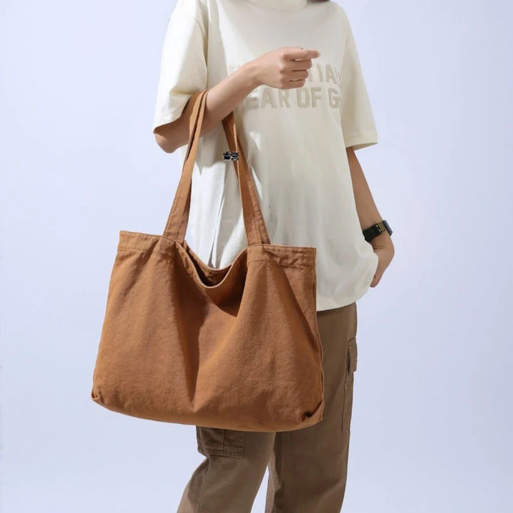 Sac coton quotidien pour femme, fourre-tout pratique et grand format. Idéal pour le travail ou les courses.