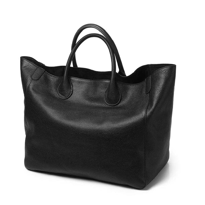 Sac bandoulière cabas femme en cuir noir, grand et pratique, pour ordinateur et shopping