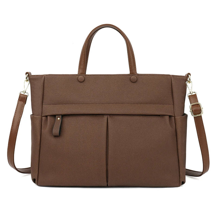 Sac cabas femme Élise imperméable, format A4, en tissu technique noir pour ordinateur portable.