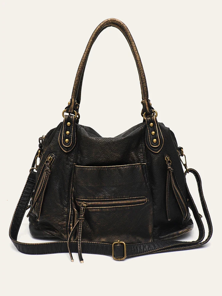 Grand sac de cours femme élégant en similicuir, parfait pour étudiante. Porté épaule ou bandoulière.