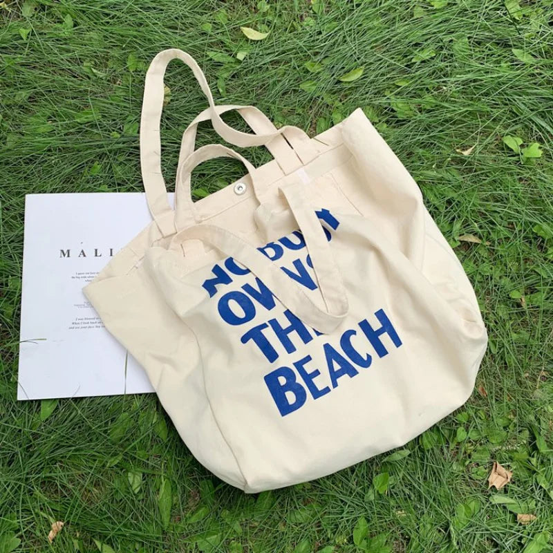 Sac fourre-tout blanc en toile, grand format pour toutes vos affaires de plage