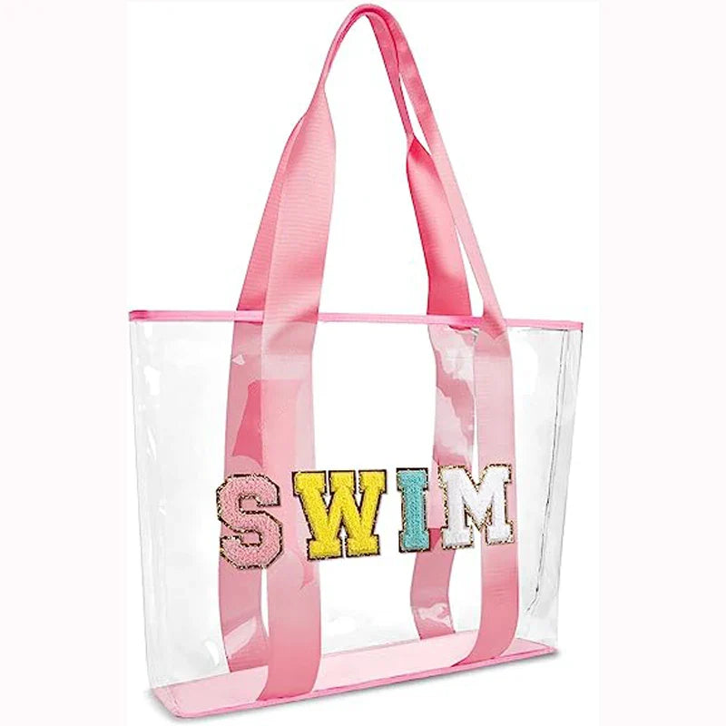 Sac cabas de plage imperméable et léger en PVC pour femme, un accessoire stylé pour l'été.