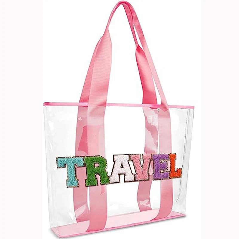 Sac de plage en PVC pour femme, un accessoire de vacances imperméable et tendance, parfait pour l'été.