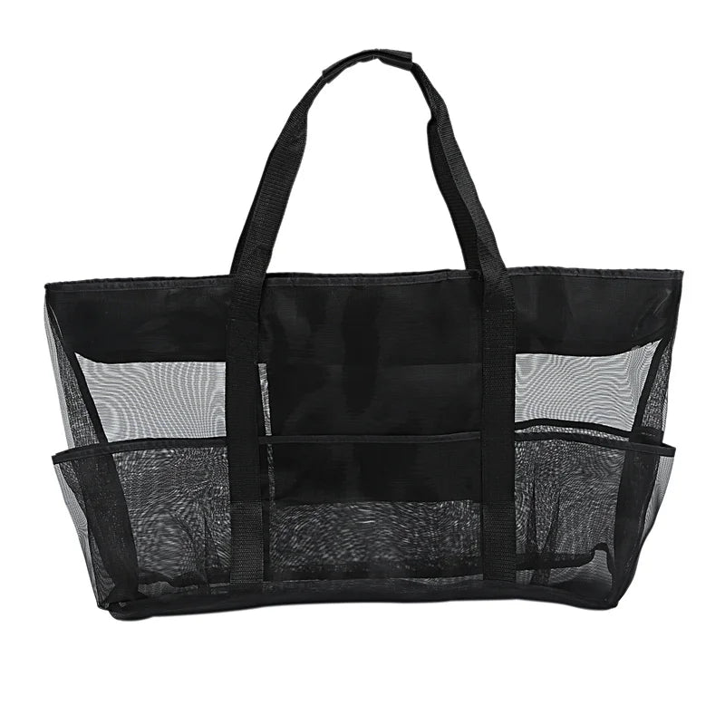 Sac de plage familial XL noir, essentiel pour organiser vos affaires de piscine, plage et voyages.