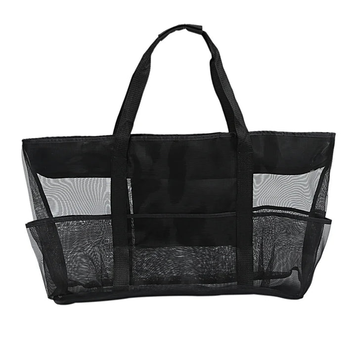 Sac de plage familial XL noir, essentiel pour organiser vos affaires de piscine, plage et voyages.