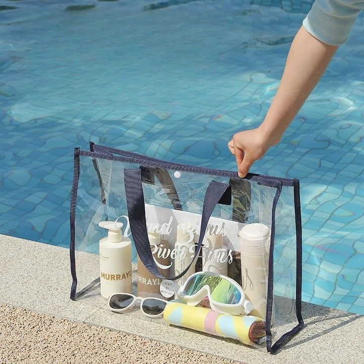 Sac de plage fourre-tout transparent, idéal pour les accessoires de vacances, résistant à l'eau.