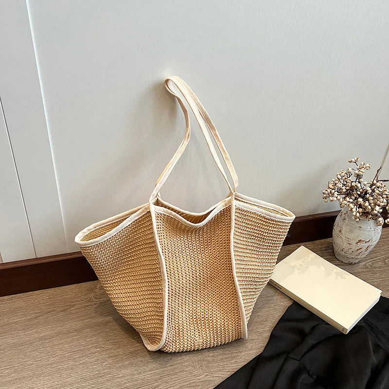 Sac de mode été Hélios en paille pour femme, spacieux et parfait pour la plage ou la ville