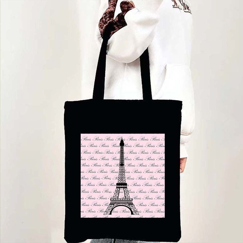 Sac fourre-tout femme motif Paris Tour Eiffel, accessoire de mode en toile élégant