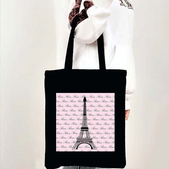 Sac fourre-tout femme motif Paris Tour Eiffel, accessoire de mode en toile élégant