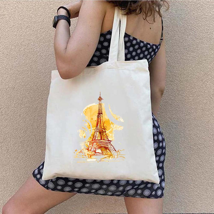 Accessoire de mode femme: sac fourre-tout Paris Tour Eiffel en toile robuste