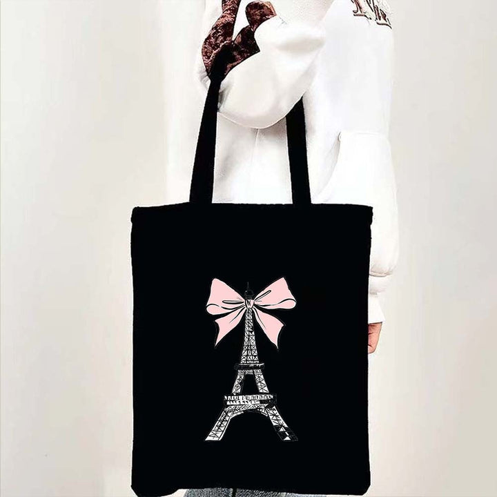 Sac shopping en toile avec dessin de la Tour Eiffel, pratique et tendance pour femme