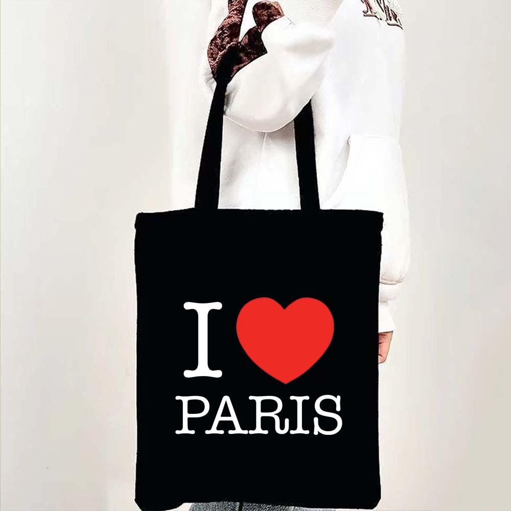 Sac fourre-tout femme mode en toile résistante, motif Tour Eiffel de Paris