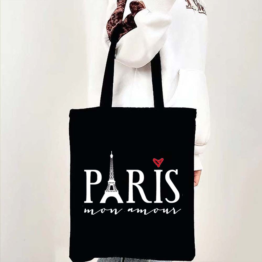Sac fourre-tout Paris Eiffel toile, sac d'épaule femme pour voyage ou tous les jours