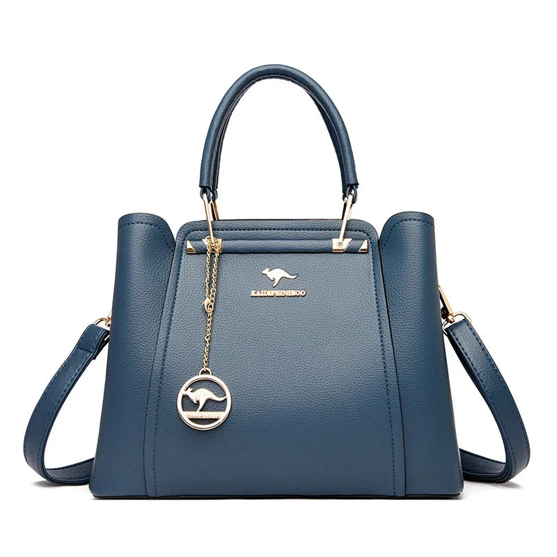 Sac à main en cuir véritable, grand format, idéal pour transporter tous les essentiels, luxe et pratique.