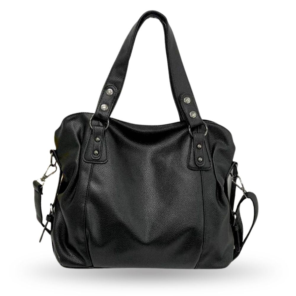 Grand sac à main souple en cuir pour femme, idéal pour un usage quotidien.