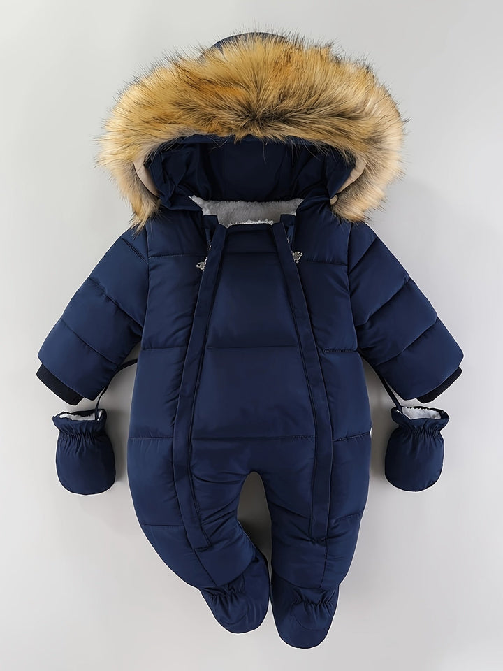 Manteau bébé confortable et doux, grenouillère hiver avec capuche pour protéger du froid intense.