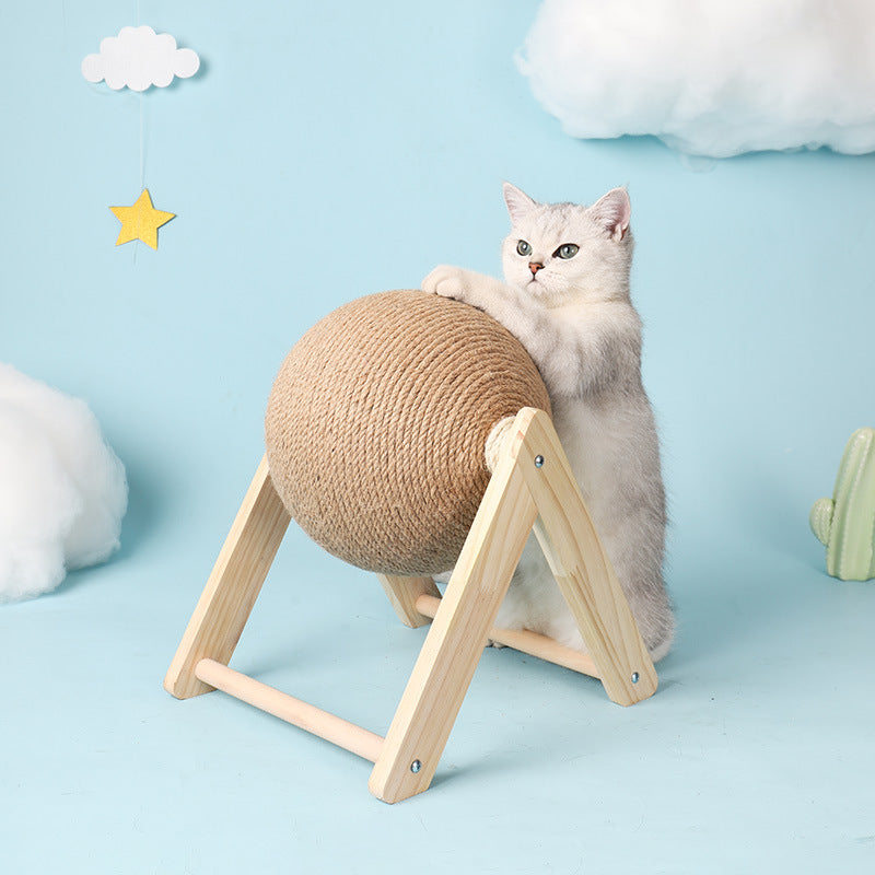 Griffoir à chat boule sisal : jouet durable et moderne pour chat.  Protège meubles, stimule le jeu.