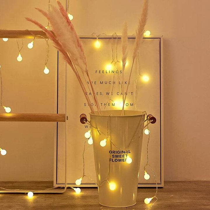 Guirlande lumineuse LED, décor féérique intérieur/extérieur.  Lumière douce et chaleureuse.