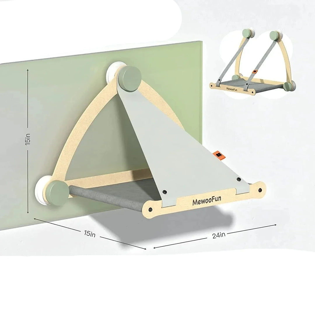 Hamac fenêtre chat, couchage stable ventouses.  Repos confortable et sécurisé pour votre félin.