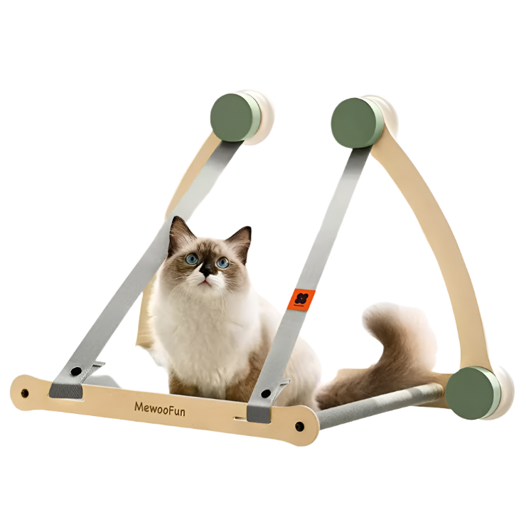 Hamac fenêtre chat, couchage stable ventouses.  Repos confortable et sécurisé pour votre félin.