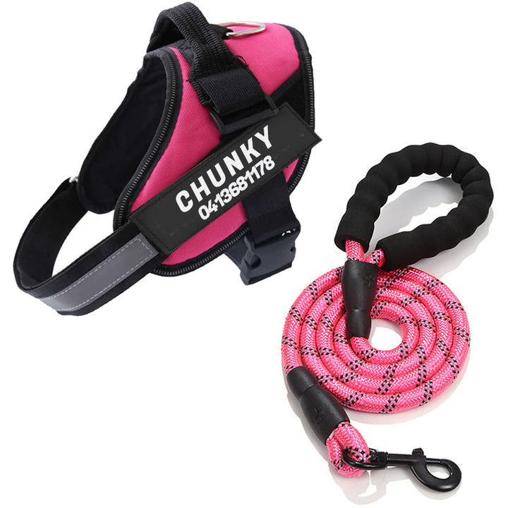 Harnais chien anti-traction personnalisé.  Confort et sécurité assurés.  Design robuste et ajustable.