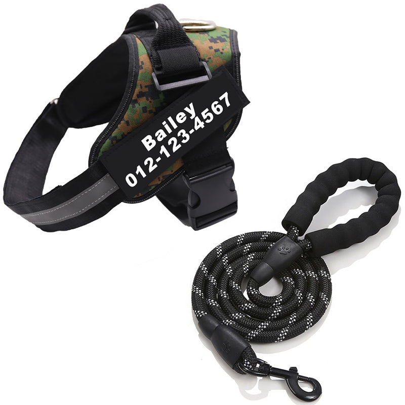 Harnais chien anti-traction personnalisé.  Confort et sécurité assurés.  Design robuste et ajustable.