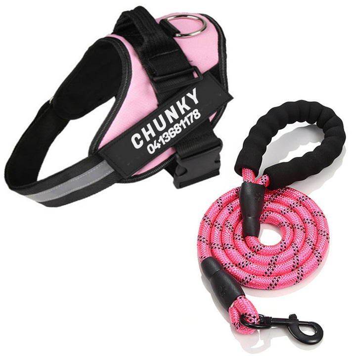 Harnais chien anti-traction personnalisé.  Confort et sécurité assurés.  Design robuste et ajustable.