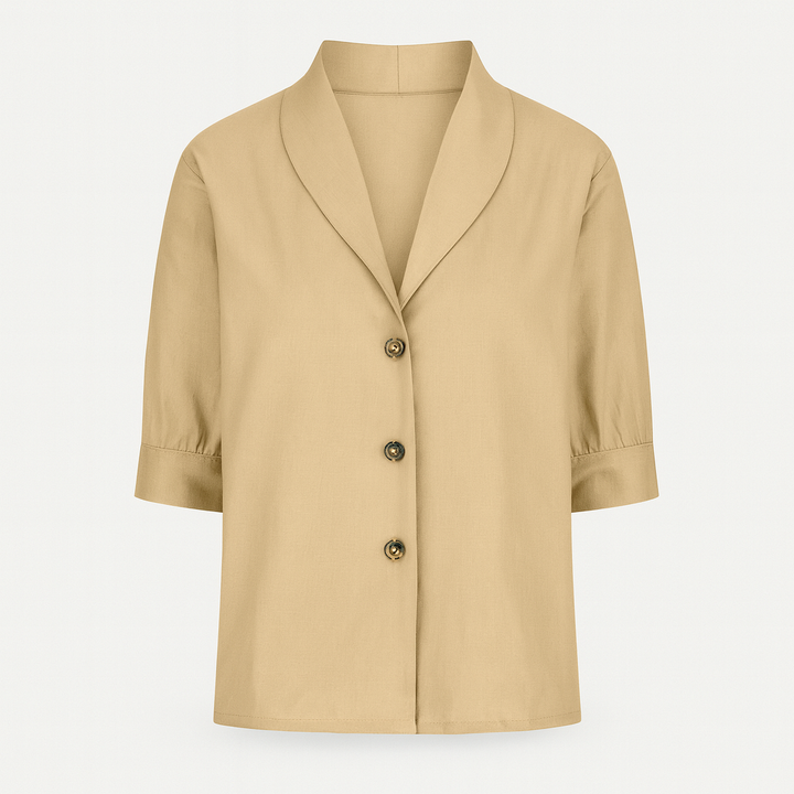 Top décontracté pour femme, couleur crème, essentiel pour un confort quotidien et stylé.