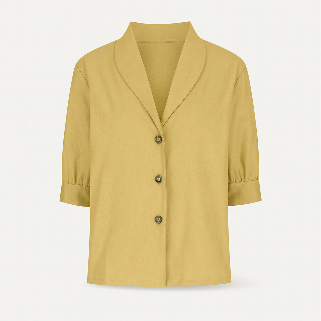 Haut femme à la mode, col rond, alliant élégance simple et bien-être optimal.