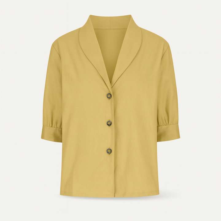 Haut femme à la mode, col rond, alliant élégance simple et bien-être optimal.