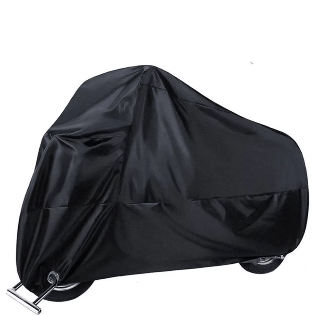 Housse moto étanche renforcée. Protection pluie, poussière, UV et rayures.  Ajustement parfait, rangement facile.