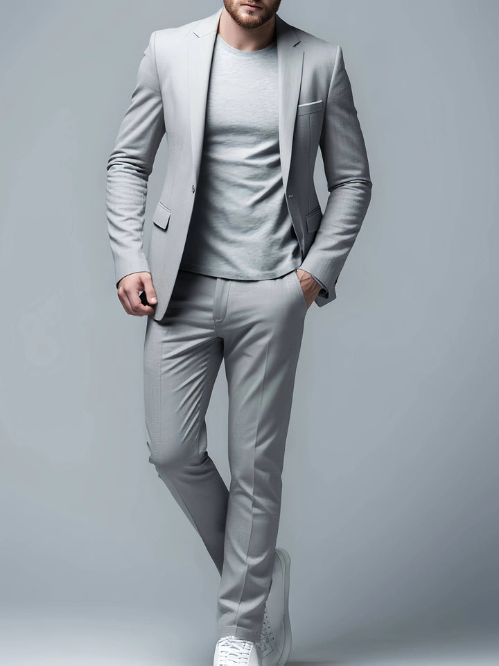 Costume homme slim fit élégant, ensemble veste et pantalon. Parfait pour affaires, cérémonie ou mariage, style moderne et raffiné.