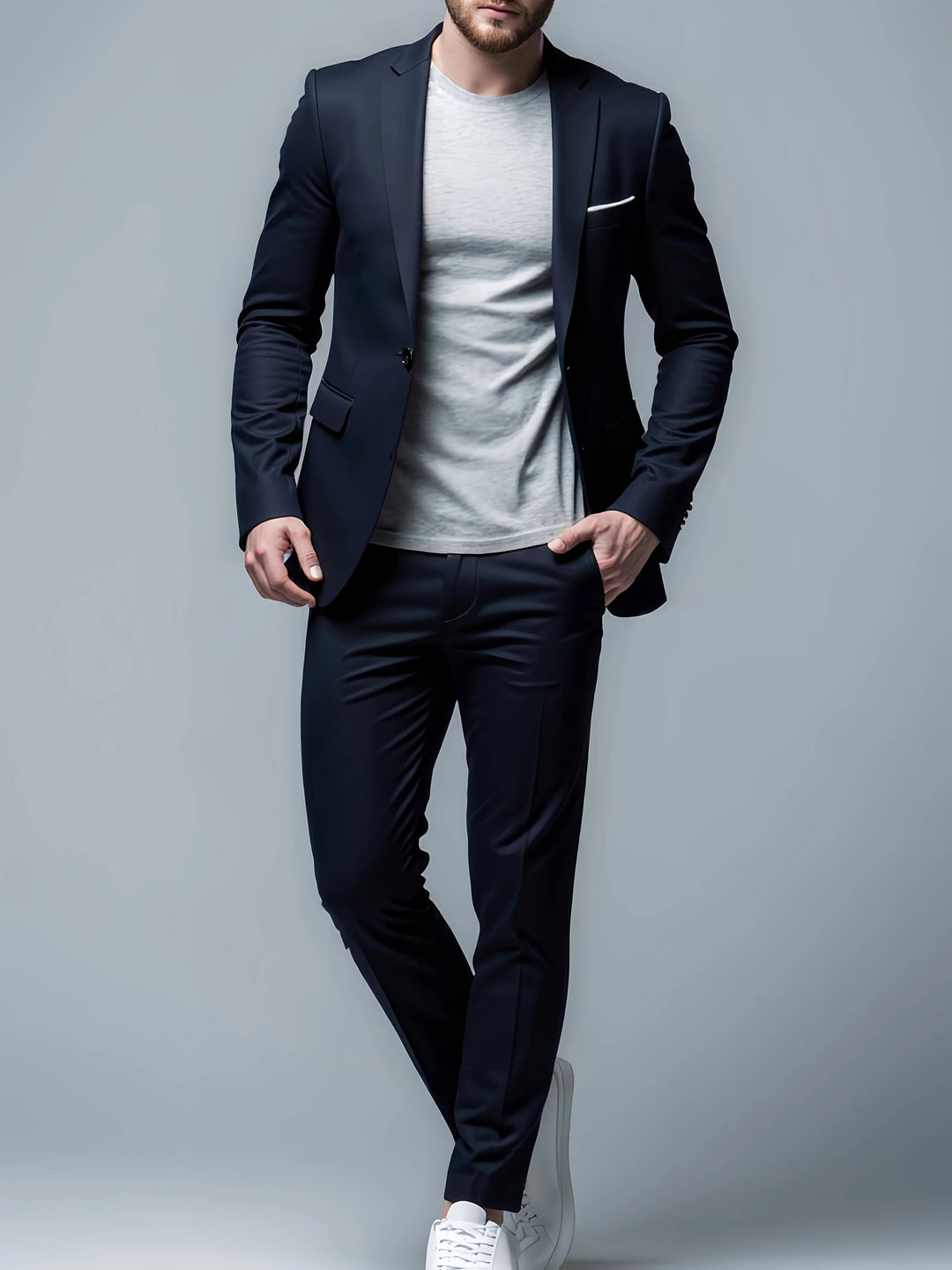 Vêtement de travail mode masculine: Costume homme slim noir, design contemporain. Élégance affirmée pour un look sophistiqué et intemporel.