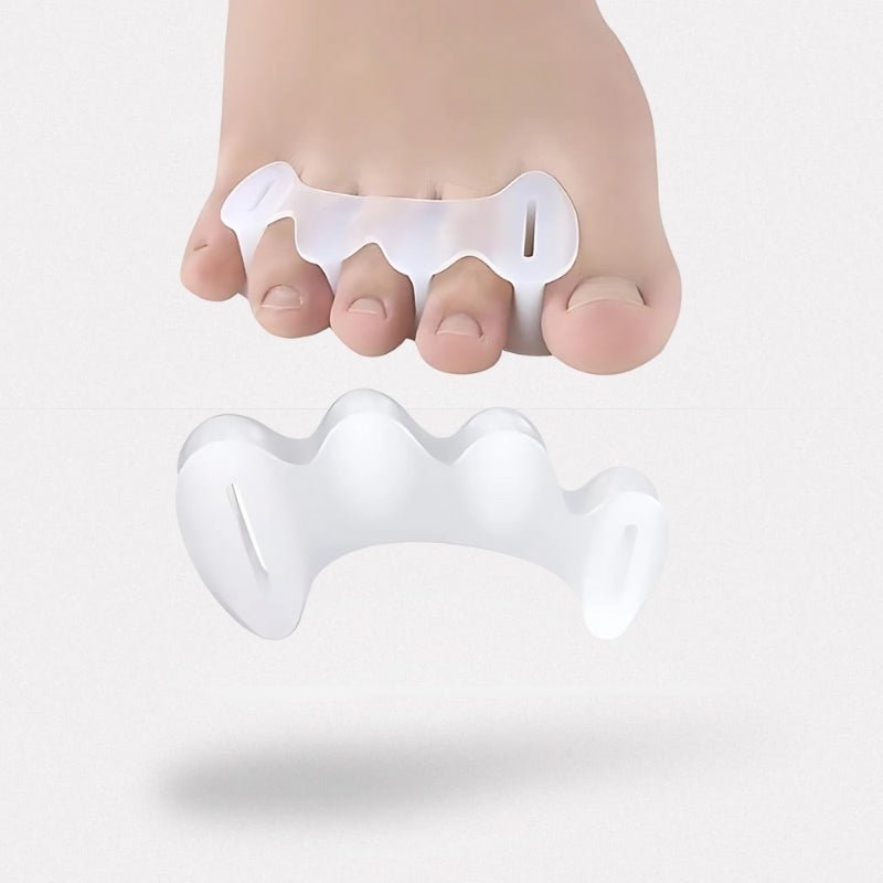 "Image d'un séparateur d'orteils en silicone souple pour soulagement et confort des pieds, idéal pour un usage quotidien."