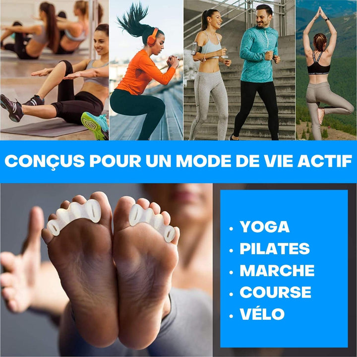 "Image d'un séparateur d'orteils en silicone souple pour soulagement et confort des pieds, idéal pour un usage quotidien."