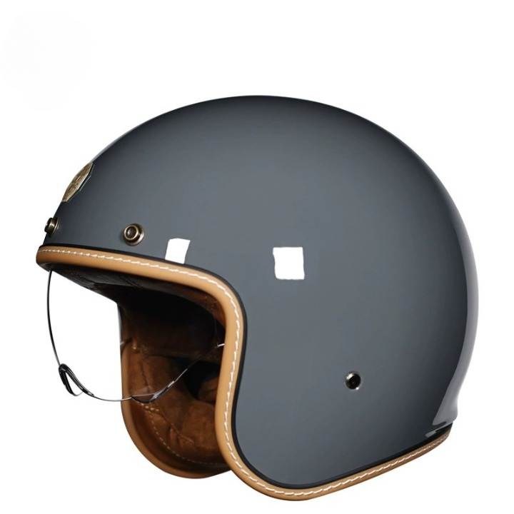 Casque Moto Vintage - Profil Bas BK39 - Sécurité Certifiée