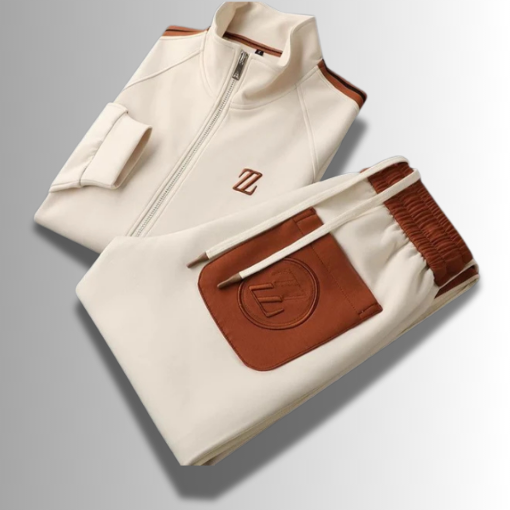 Ensemble jogging complet pour homme, style automne moderne, coloris sobre, pour un look sportif et décontracté.