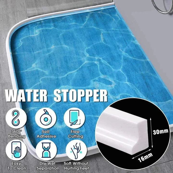 Joint silicone étanche pour douche. Barrière anti-fuite, installation facile.  Silicone flexible, auto-adhésif.