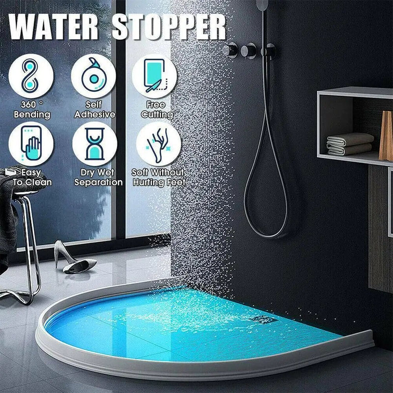 Joint silicone étanche pour douche. Barrière anti-fuite, installation facile.  Silicone flexible, auto-adhésif.