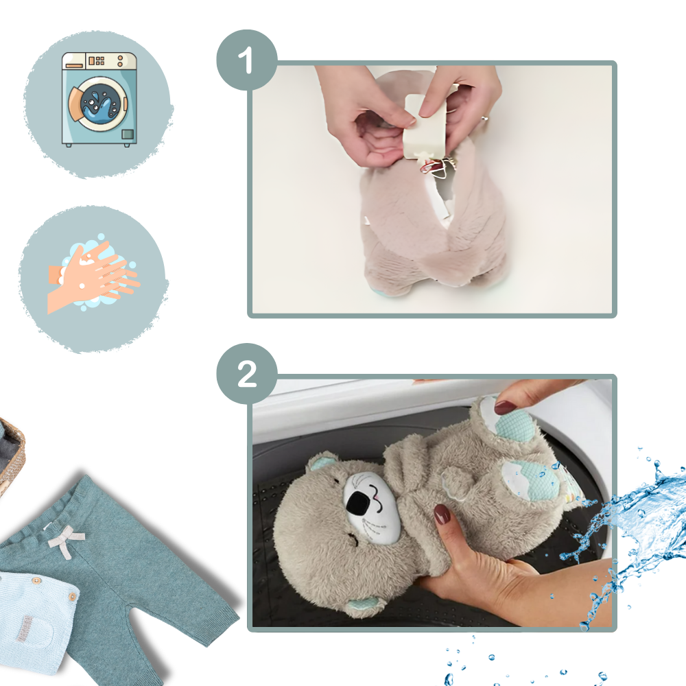 "Jolie peluche loutre apaisante imitant l'utérus, vibrations et sons doux pour bébé, matière hypoallergénique, 30cm."