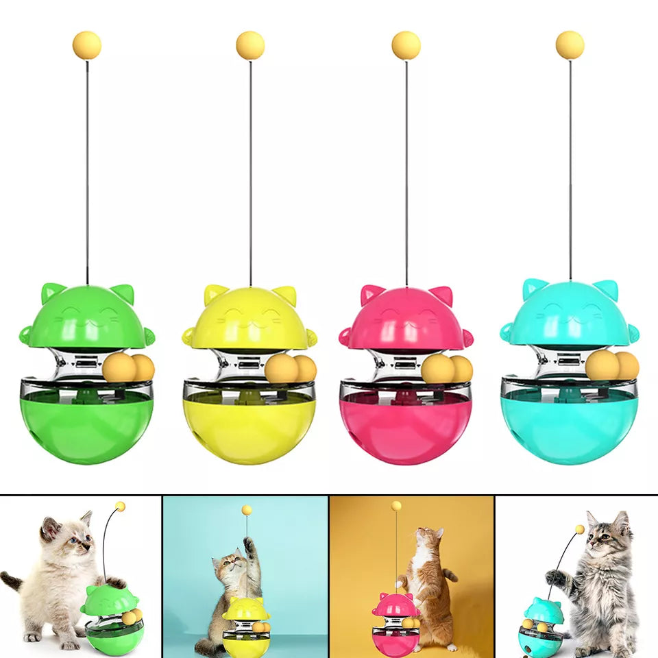 "Jouet 3 en 1 pour chats vibrant aux couleurs vives, avec balle interactive et distributeur de friandises, stimulant et durab