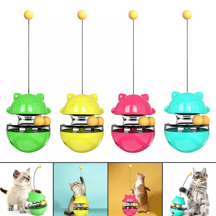 "Jouet 3 en 1 pour chats vibrant aux couleurs vives, avec balle interactive et distributeur de friandises, stimulant et durab