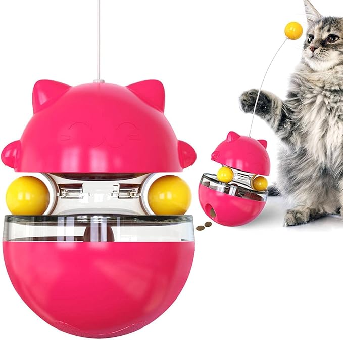 "Jouet 3 en 1 pour chats vibrant aux couleurs vives, avec balle interactive et distributeur de friandises, stimulant et durab