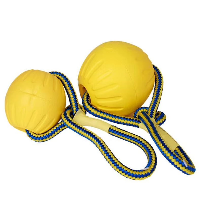 Jouet chien robuste : balle & corde (9cm), durable, idéal pour jeux actifs.