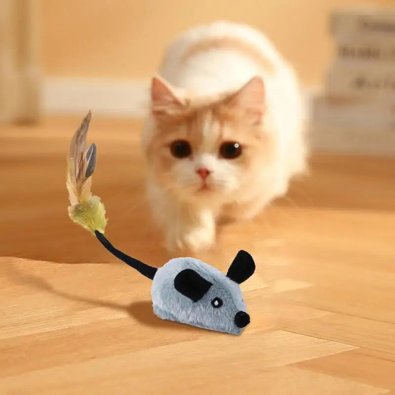 Jouet souris interactif pour chats, gris et réaliste, stimule l'instinct de chasse, durable et amusant toute la journée.