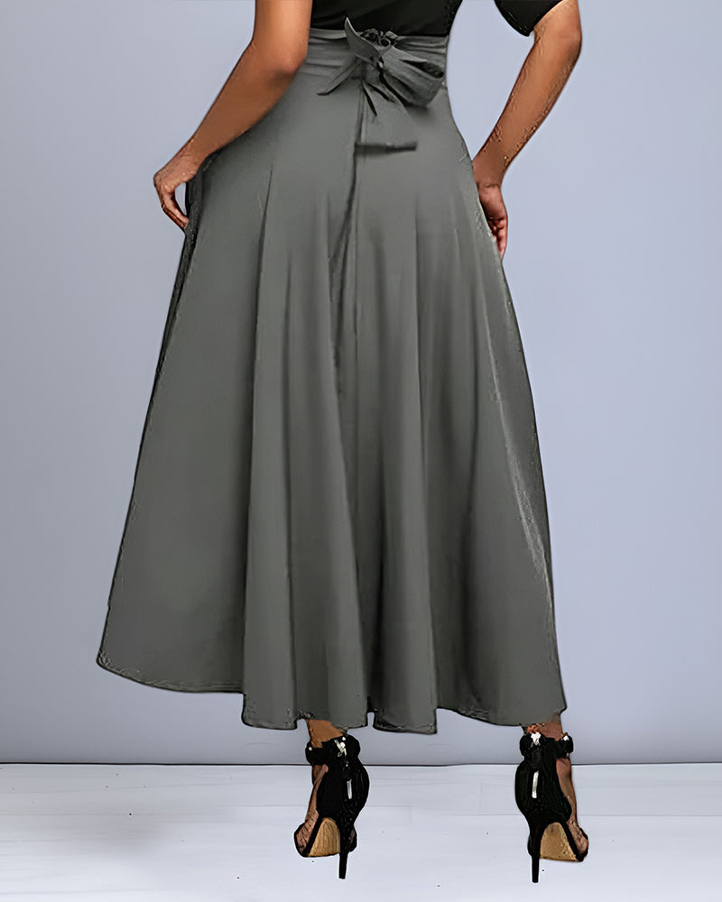 Jupe longue femme automne, tissu fluide et élégant. Mode femme décontractée chic, jupe maxi confortable et moderne.