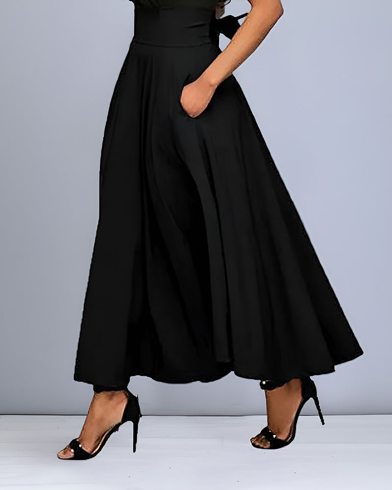 Jupe longue élégante polyvalente pour femme, idéale automne. Jupe fluide maxi pour un style chic ou décontracté.