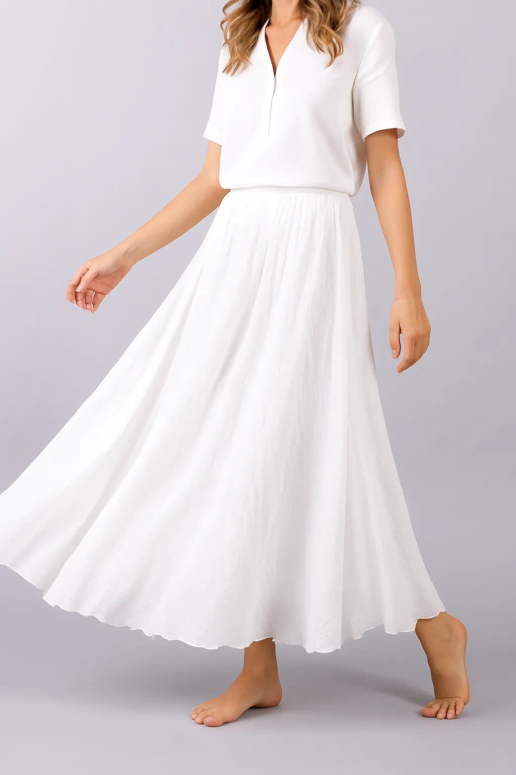 Jupe longue plissée Vera femme, élégante et fluide pour un style bohème chic.