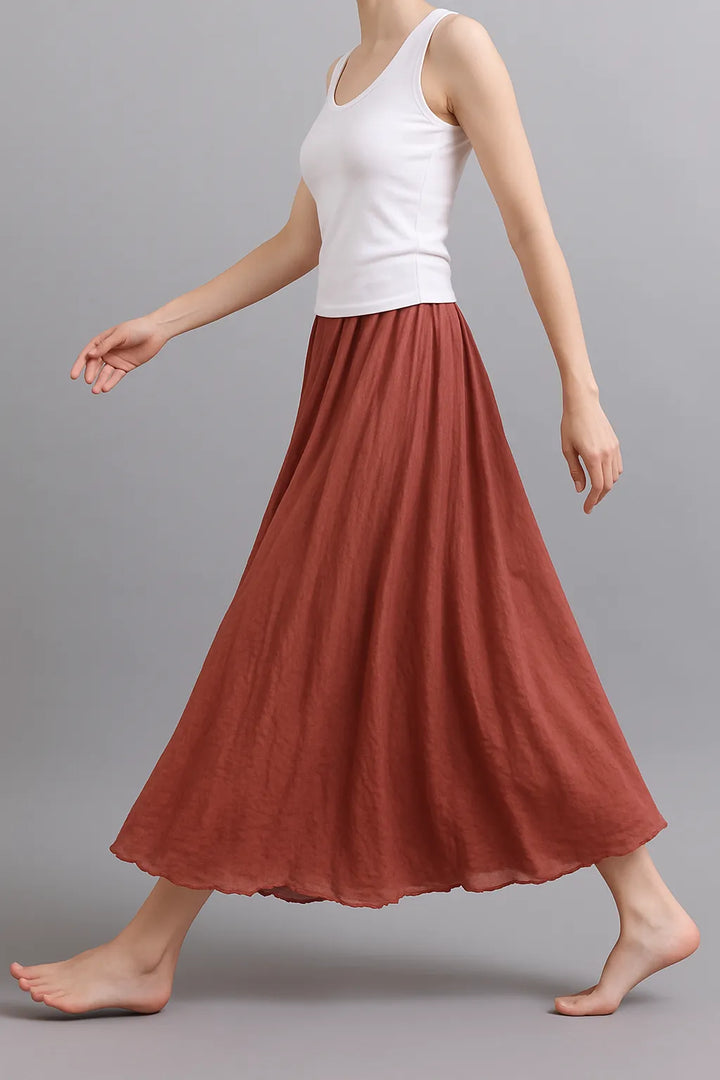 Tendance jupe longue plissée Vera, mode féminine printemps-été, pour un look chic décontracté.