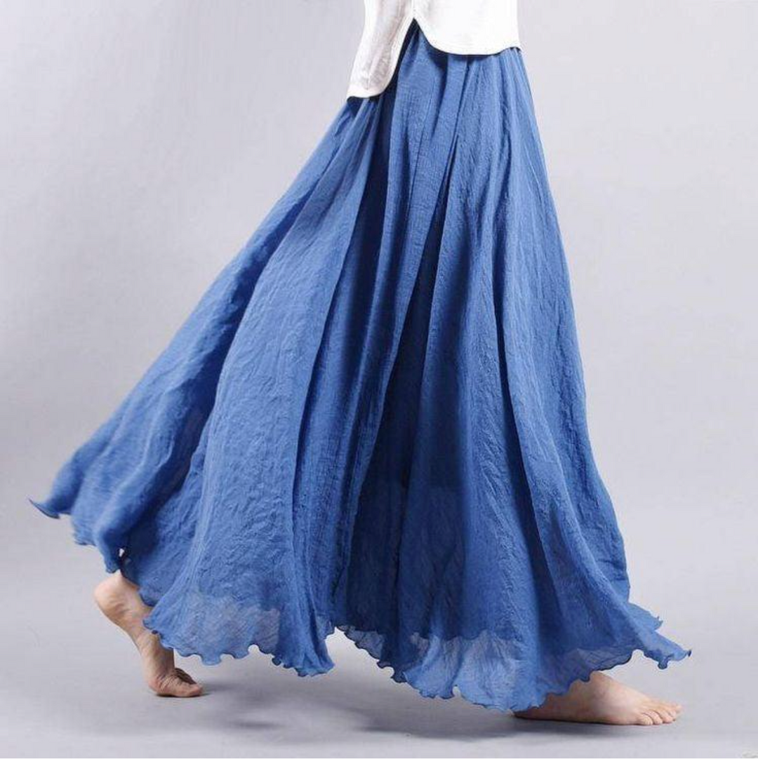 Jupe longue Vera, plissée, pour femme, style élégant et décontracté, idéal printemps-été.